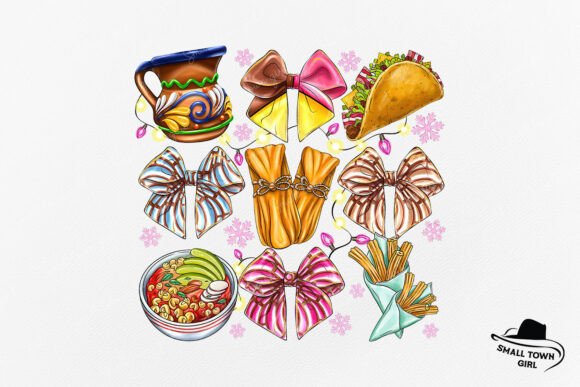 Coquette Bow Christmas Mexican Concha: A Festive Design Asset