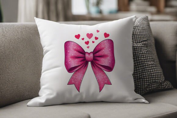 Elevate Designs with Valentine Glitter Coquette Bow PNG
