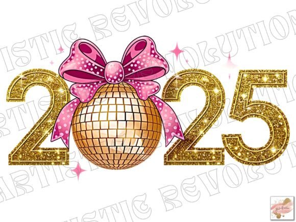 Elevate Your Designs with Pink Gold Happy New Year 2025 Png Assets