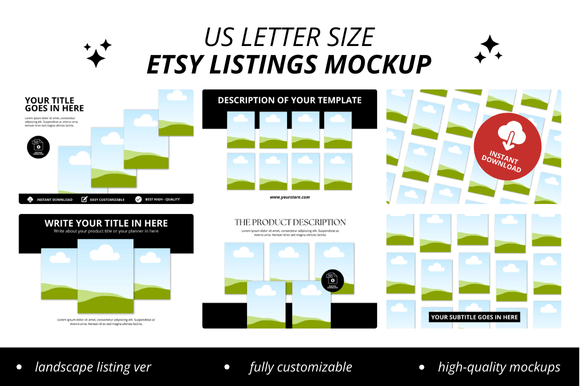 Elevate Your Etsy Shop with Professional US Letter Canva Mockups
