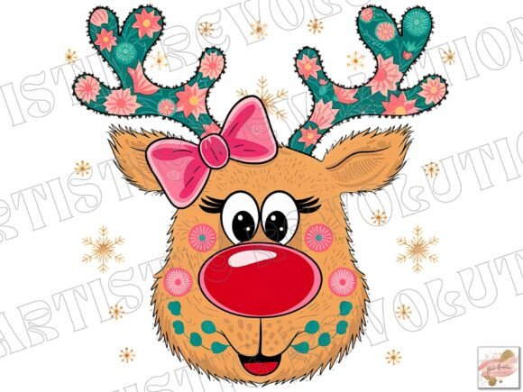 Enchanting Christmas Designs: Cute Coquette Reindeer PNGs
