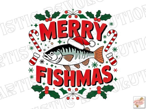 Funny Merry Christmas Png Fishing Png: Creative Design Asset