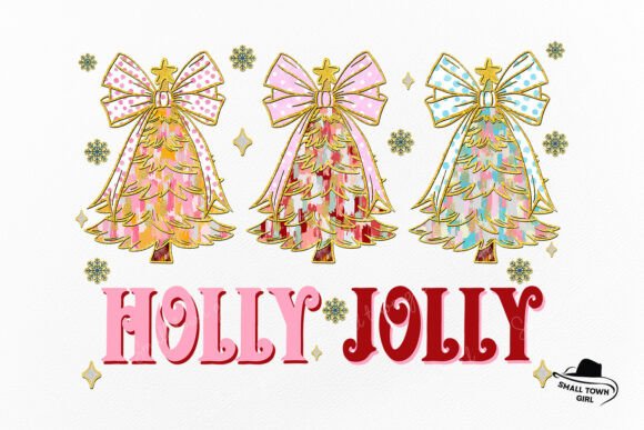 Glitter Holly Jolly Christmas Tree Bow: A Festive Design Asset