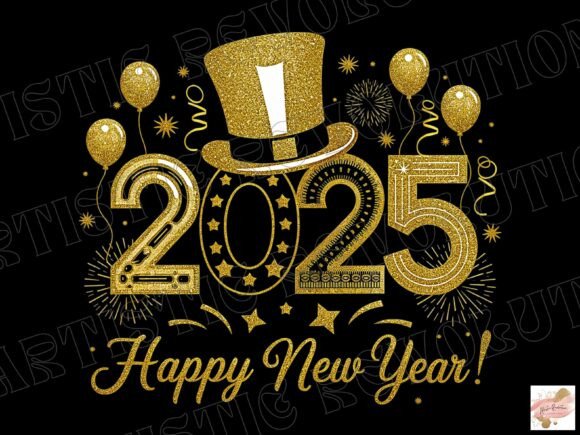 Gold Glitter Happy New Year 2025 PNG: Elevate Your Festive Designs