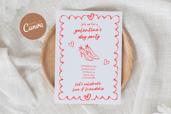Handdrawn Galentine's Invitation Bundle: Elevate Your Design Projects