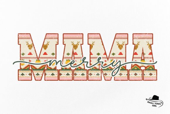Merry Mama Retro Christmas Mom Sweater: Festive Design Asset