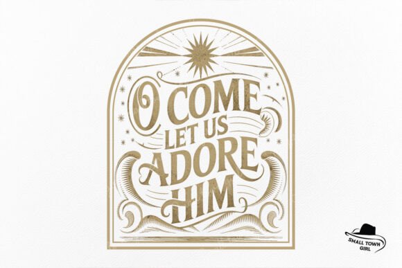 O Come Let Us Adore Him Retro Christmas Design