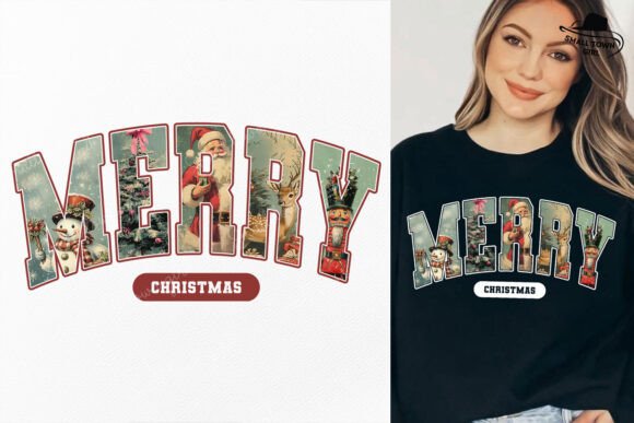 Retro Christmas Design: Santa & Reindeer PNG for Creative Projects