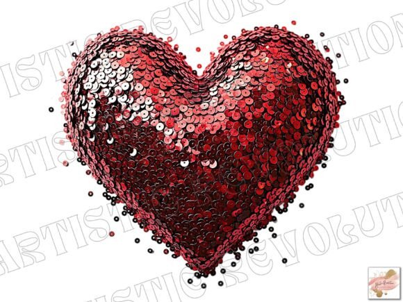 Sparkling Designs: The Red Sequin Heart PNG
