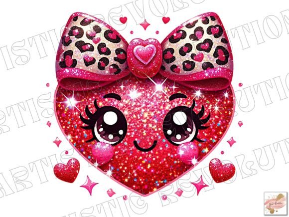 Valentine Png: Cute Heart & Glitter Bow Design Assets