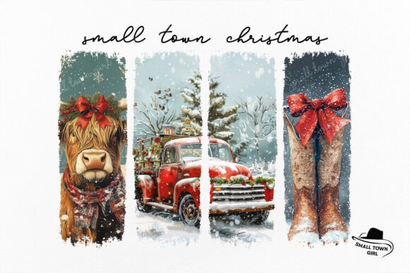 Vintage Small Town Christmas Cowgirl Png: A Designer's Asset