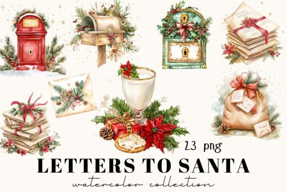 Watercolor Letters to Santa: Vintage Charm for Modern Design